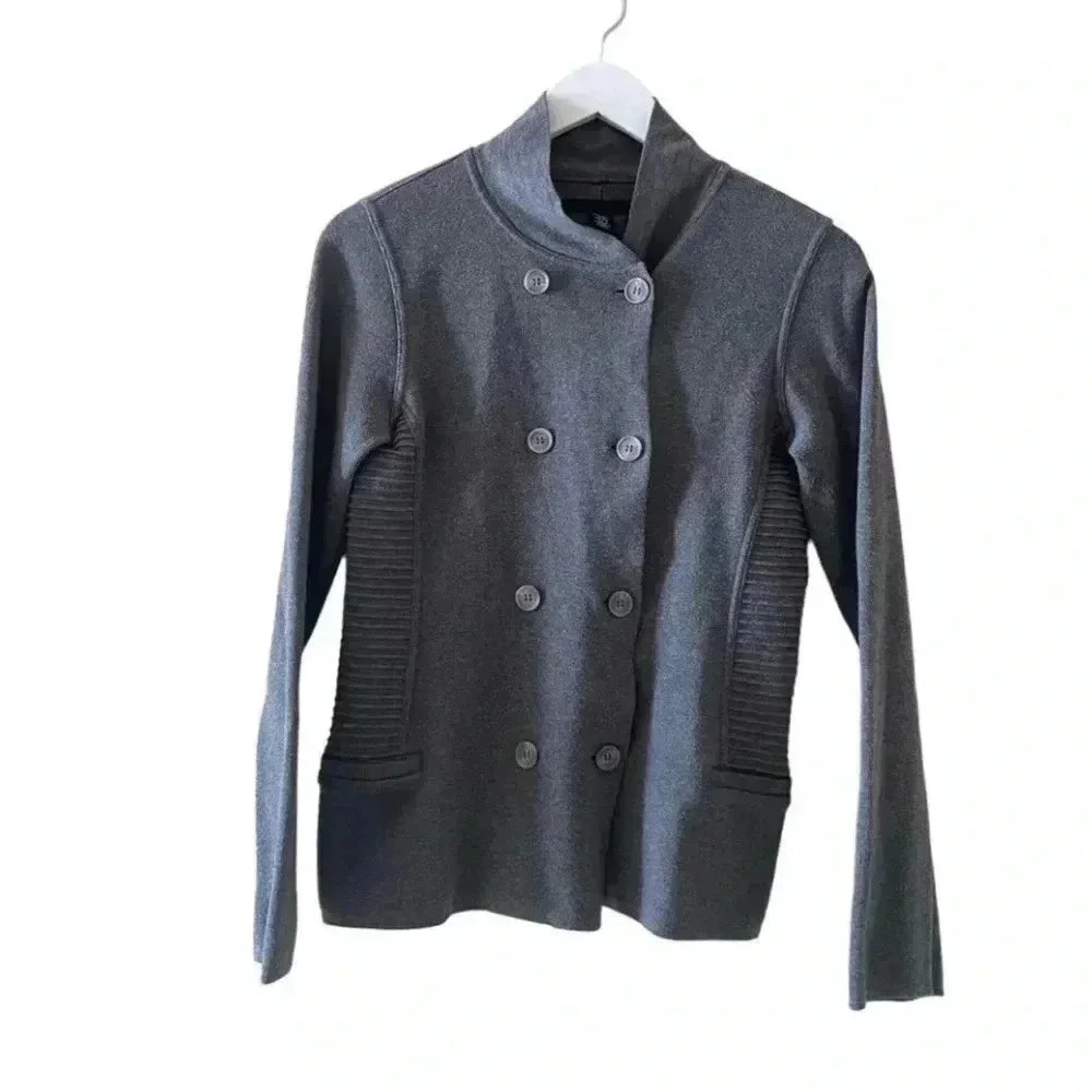 Kenneth Cole Cotton Blend Military Buttons Gray Warm Cozy Women’s Sweater SZ PM